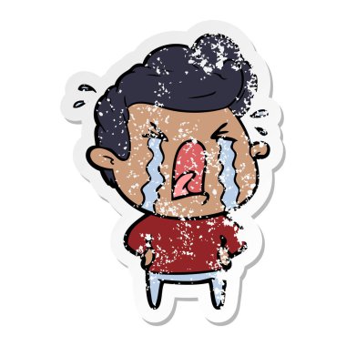 adam ağlıyor bir karikatür sıkıntılı etiket