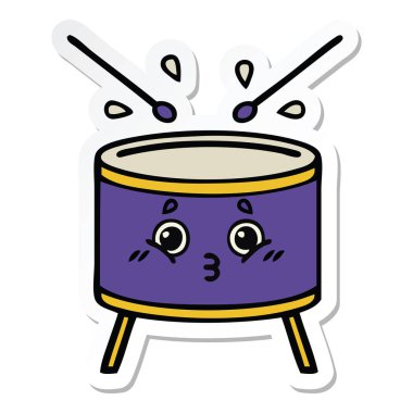 sevimli çizgi davul etiket