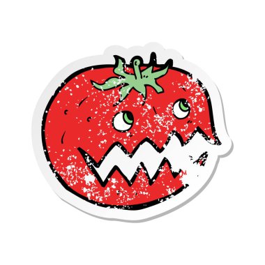 bir çizgi film domates Retro sıkıntılı etiket
