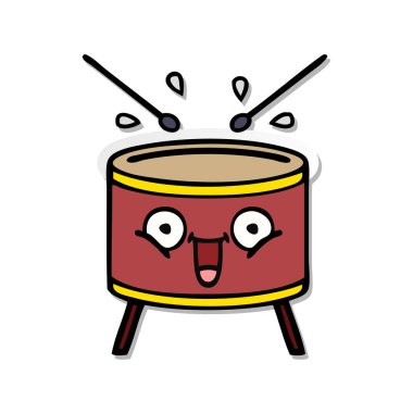 sevimli çizgi davul sıkıntılı etiket