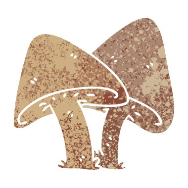 ilginç retro illüstrasyon tarzı çizgi film mantar