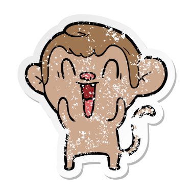 bir karikatür komik maymun sıkıntılı etiket