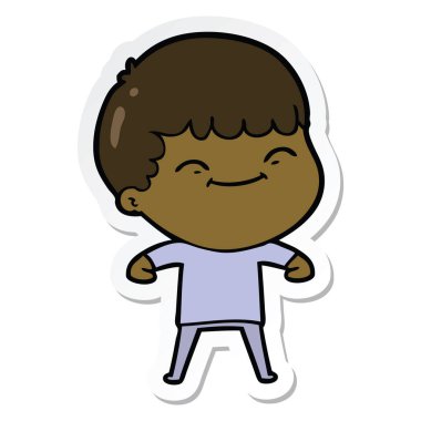 etiket bir karikatür mutlu çocuk