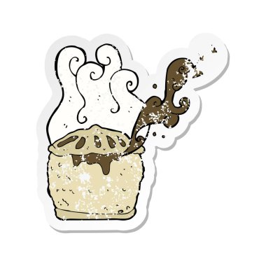 bir çizgi film etli börek Retro sıkıntılı etiket