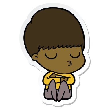 bir çizgi film sakin çocuk etiket