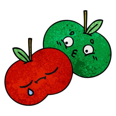 Retro grunge doku çizgi film sulu elma