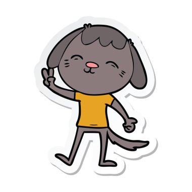 etiket bir mutlu karikatür köpek