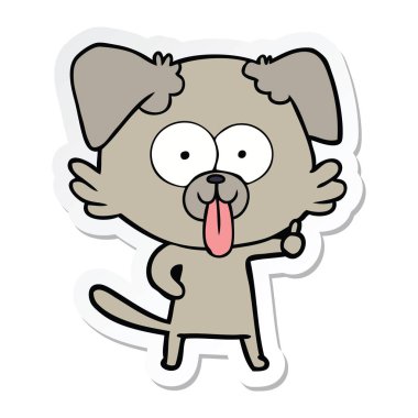 etiket yapışkanlık dışarı dil bir karikatür köpek