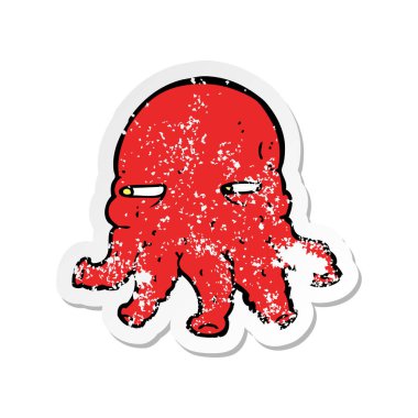 bir çizgi film yabancı yüz Retro sıkıntılı etiket