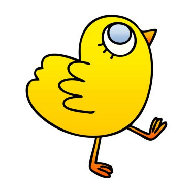 Degrade ilginç karikatür sarı kuş gölgeli