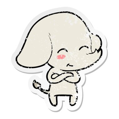 sevimli çizgi fil sıkıntılı etiket