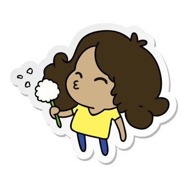 serbest el çekilmiş etiket karikatür şirin kawaii kız