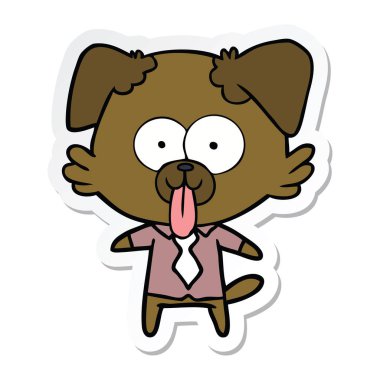 etiket yapışkanlık dışarı dil bir karikatür köpek