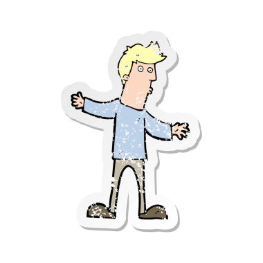 bir çizgi film meraklı adam Retro sıkıntılı etiket