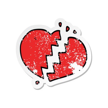 kırık kalp karikatür sıkıntılı etiket