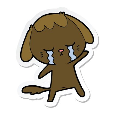 etiket bir karikatür ağlayan köpek