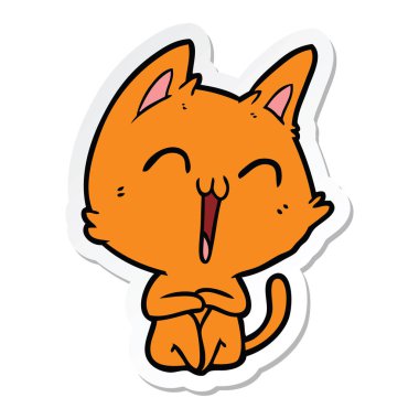 etiket bir mutlu karikatür kedi