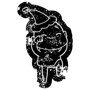 simge Noel Baba şapkası giyen kel bir adamın mutlu ilginç karikatür sıkıntılı