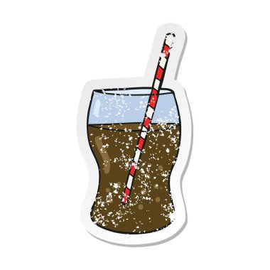 bir çizgi film gazlı içecek Retro sıkıntılı etiket