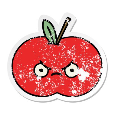 sevimli çizgi Kırmızı elma sıkıntılı etiket