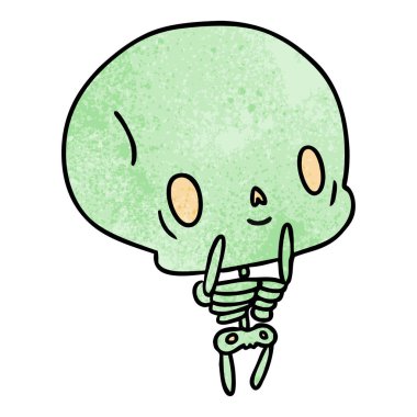 dokulu karikatür kawaii şirin ölü iskelet 