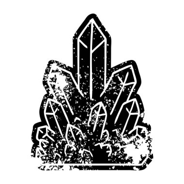 Kristal taşlar çizim grunge simgesi