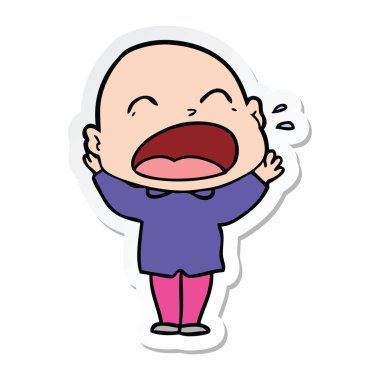 kel adam bağıran bir çizgi film etiketi