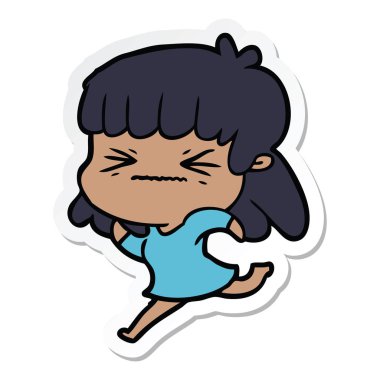 bir çizgi film kızgın kız etiketi