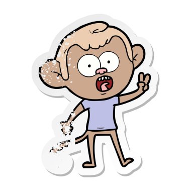 bir çizgi film şok maymunun sıkıntılı etiket