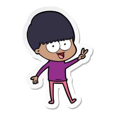 etiket sallayarak bir mutlu çizgi film çocuk