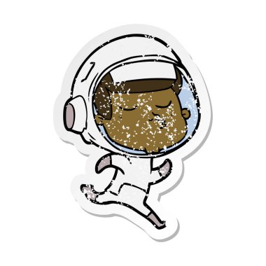 bir çizgi film emin astronotun sıkıntılı etiket