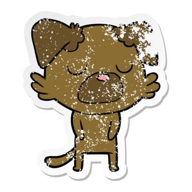 sıkıntılı etiket bir karikatür köpek