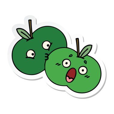 sevimli çizgi elma etiket