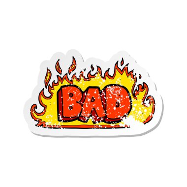 yanan kötüye işaret Retro sıkıntılı etiket