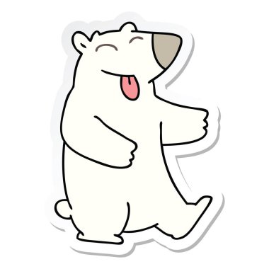 ilginç bir el etiket karikatür kutup ayısı çizilmiş