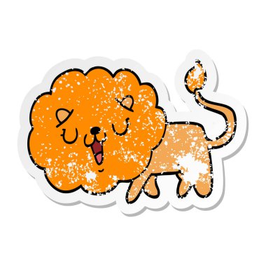 sevimli çizgi aslan sıkıntılı etiket