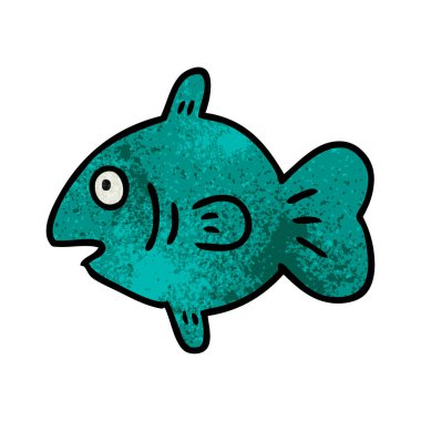 dokulu karikatür doodle bir deniz balığı 