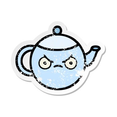 sevimli çizgi kızgın çaydanlık sıkıntılı etiket