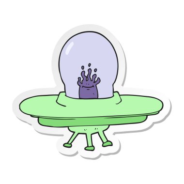 etiket bir karikatür uçan daire