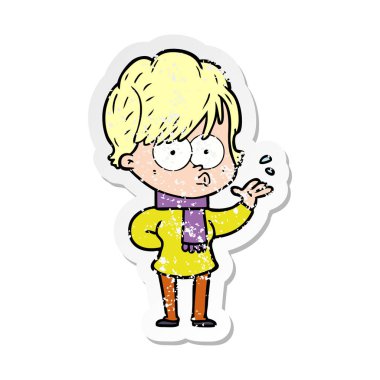 bir çizgi film kadının sıkıntılı etiket