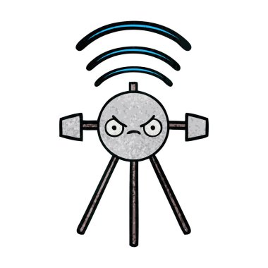 Retro grunge doku karikatür bir uydu