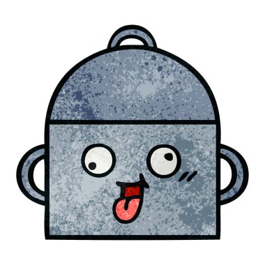 Retro grunge doku karikatür bir pişirme tencere