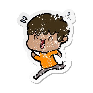 bir çizgi film gülen çocuk sıkıntılı etiket