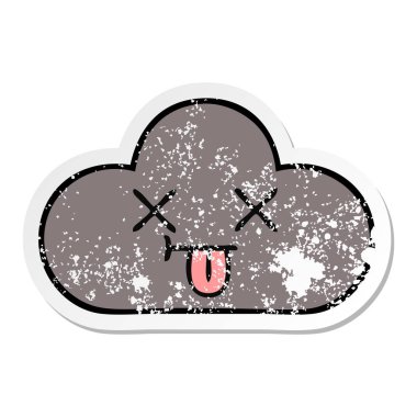 sevimli çizgi fırtına bulutu sıkıntılı etiket
