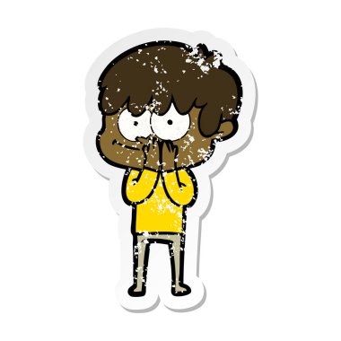 bir mutlu çizgi film adamın sıkıntılı etiket