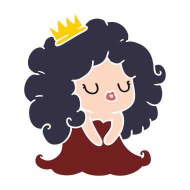 şirin kawaii kız serbest çizilmiş karikatür