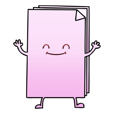 Degrade gölgeli ilginç karikatür mutlu kağıt yığını