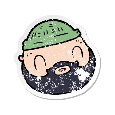 bir çizgi film erkek yüz sakallı sıkıntılı etiket