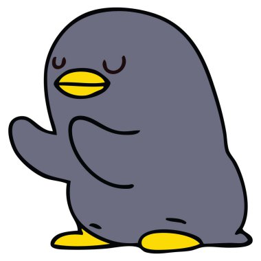 el çekilmiş ilginç karikatür penguen