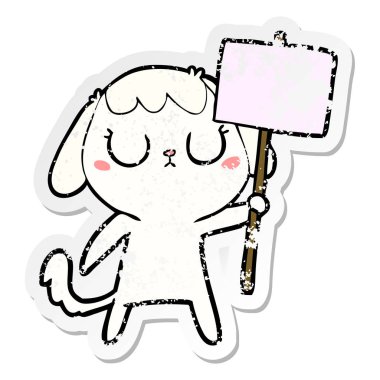 sevimli çizgi köpeklerin sıkıntılı etiket